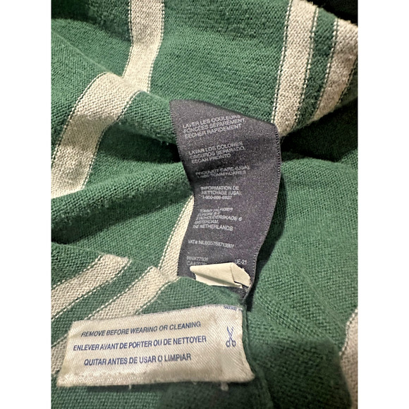 Tommy Hilfiger Men’s XXL Green Gray Striped V-Neck Cotton Sweater - Picture 3 of 7